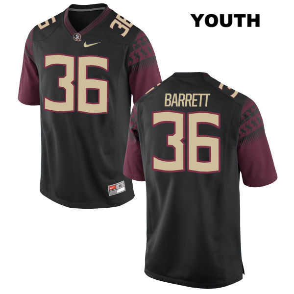 Youth NCAA Nike Florida State Seminoles #36 Brandon Barrett College Black Stitched Authentic Football Jersey PHI8869XE